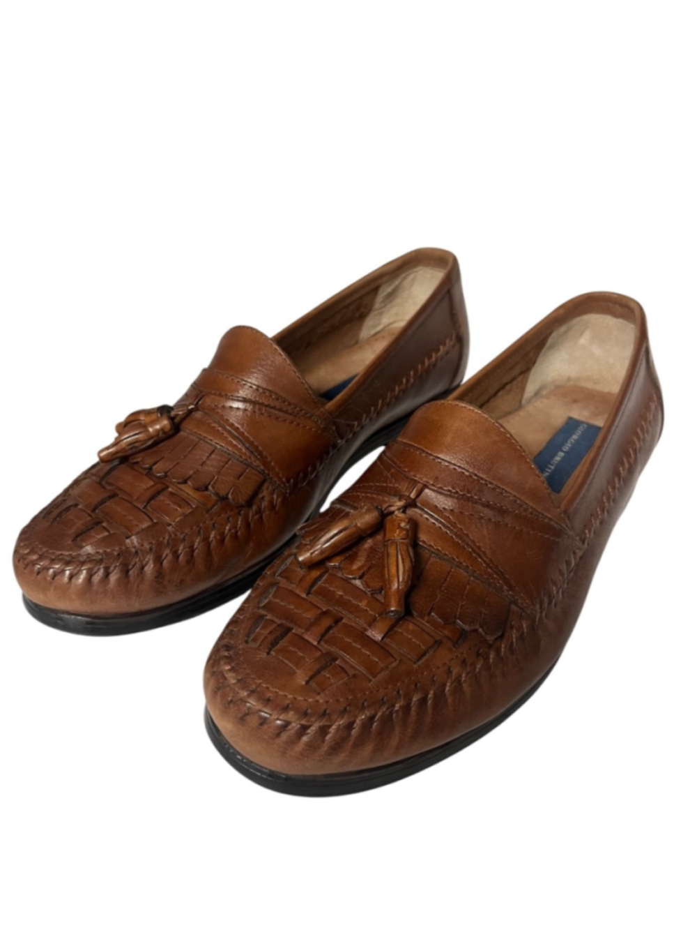 Giorgio Brutini Bartell Brown Woven Leather Tassel Loafers 9 Wide